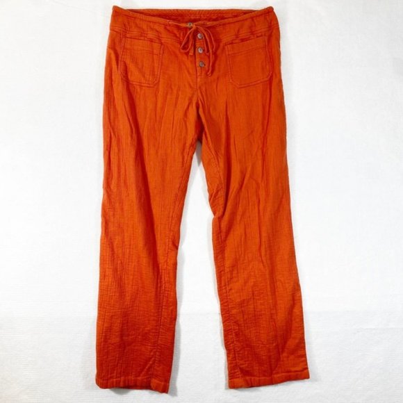Sundance Gigi Orange Cotton Drawstring Knit Pants - Picture 5 of 10